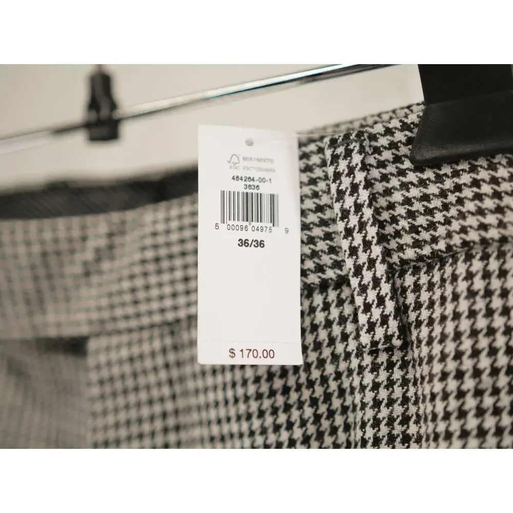 Banana Republic Pants Mens 36x34 NWT Wool Blend Tailored Fit Houndstooth Dress